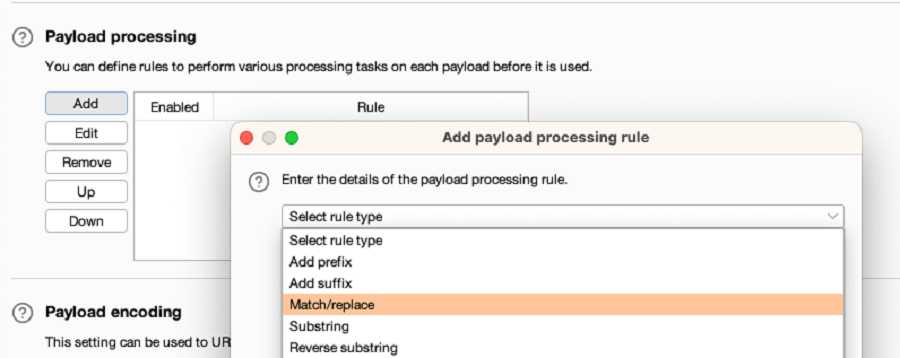 SQL injection match/replace rule