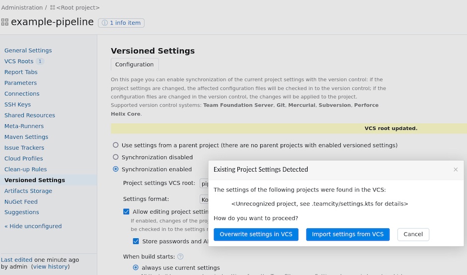 Importing settings no-dashboard scan