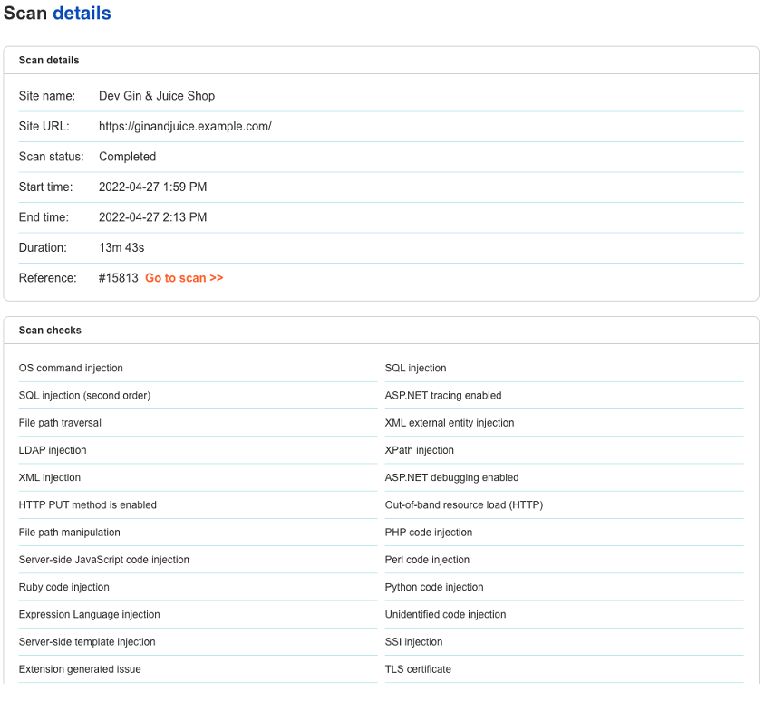 compliance report scan details