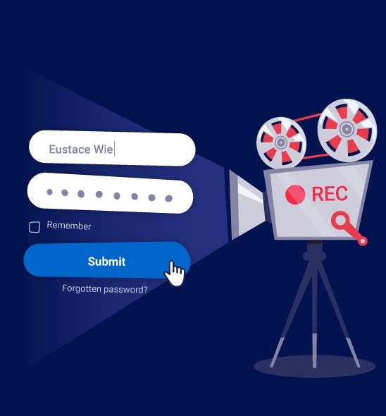 Authenticated scanning represented by a movie camera