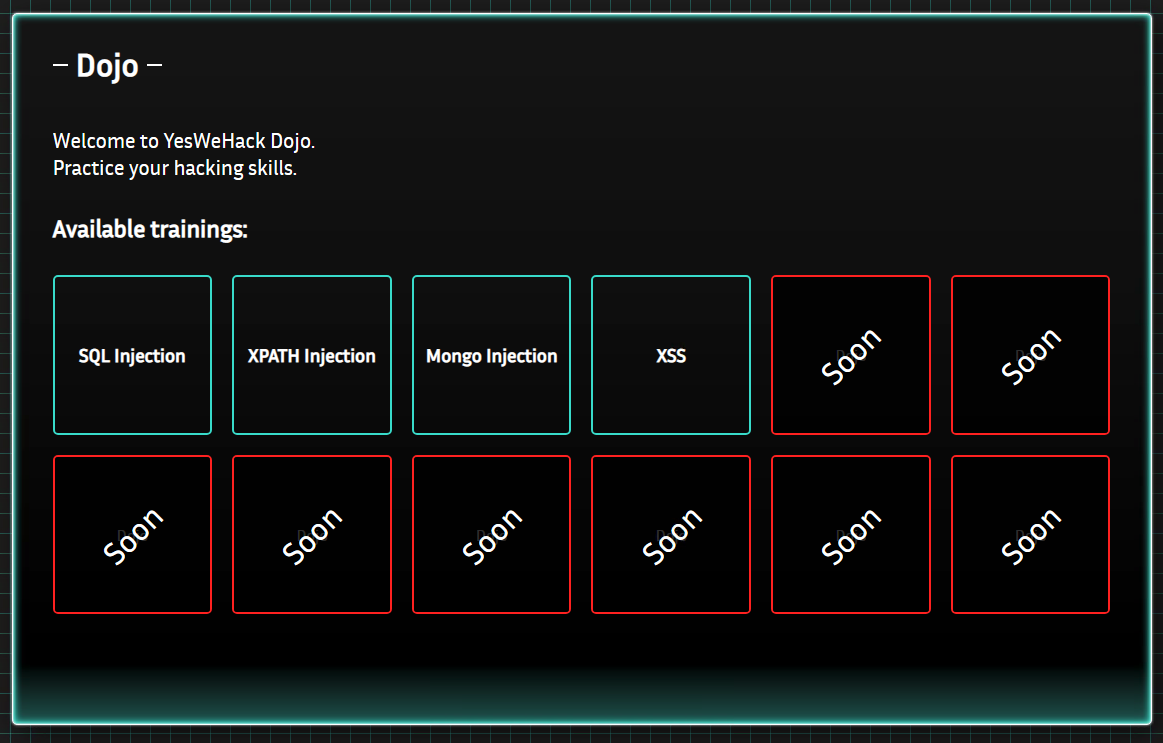 YesWeHack Dojo screenshot