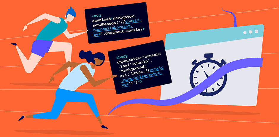 An illustration show people moving fast with code