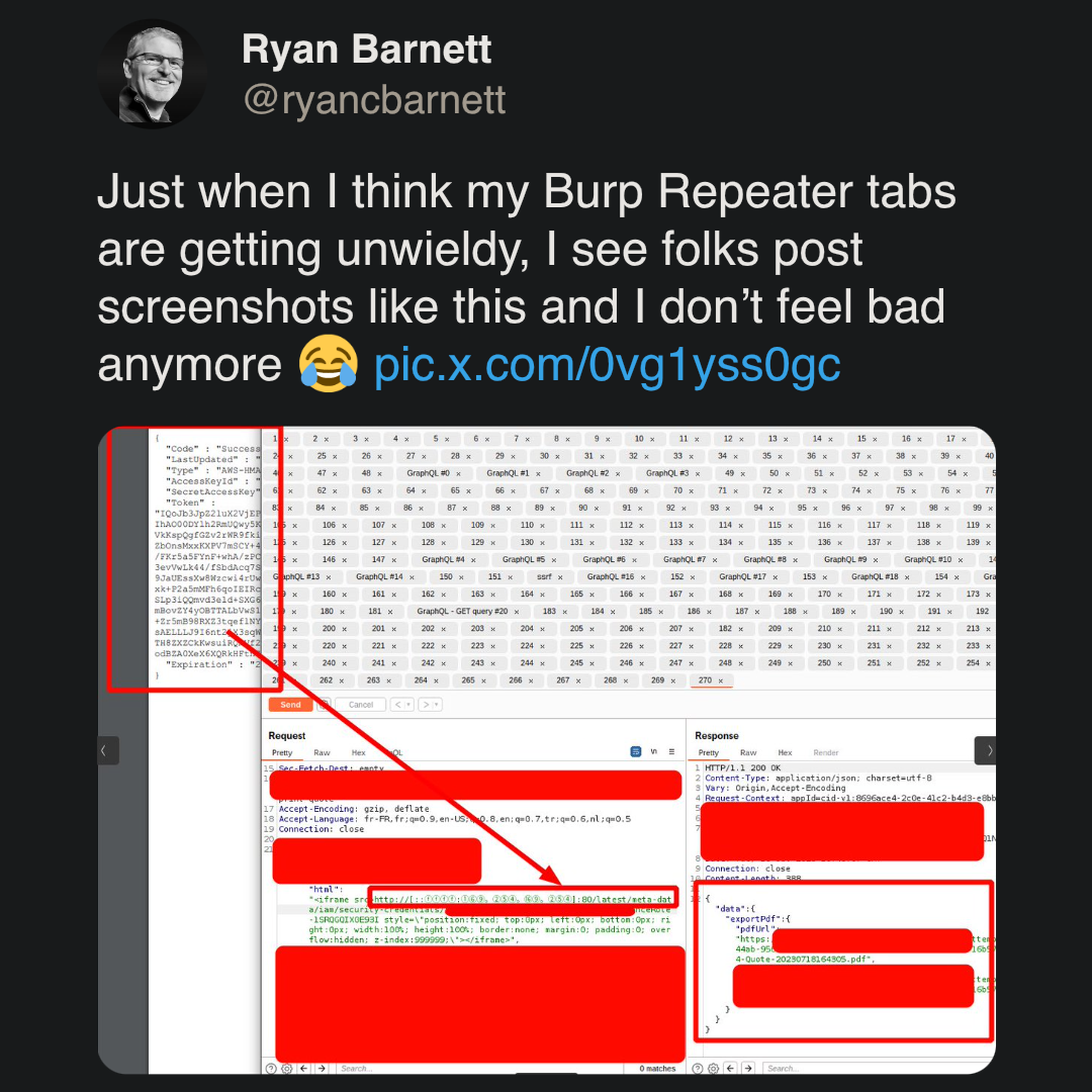 Tweet showing many repeater tabs