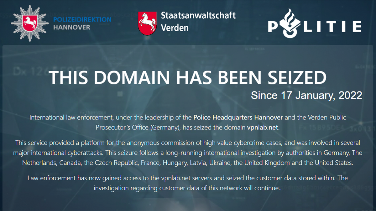 VPNLab takedown: Authorities dismantle secure communication tool favored by cybercriminals