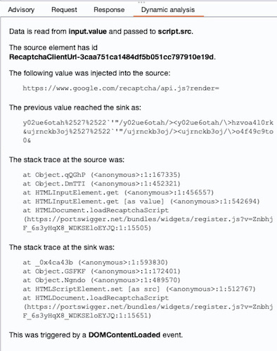 Burp Suite dynamic analysis screenshot